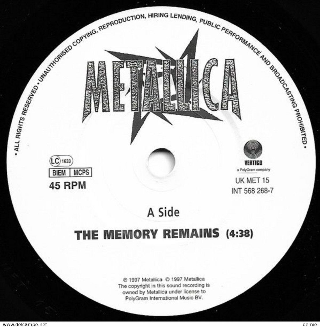 METALLICA   THE MEMORY  REMAINS - Hard Rock & Metal