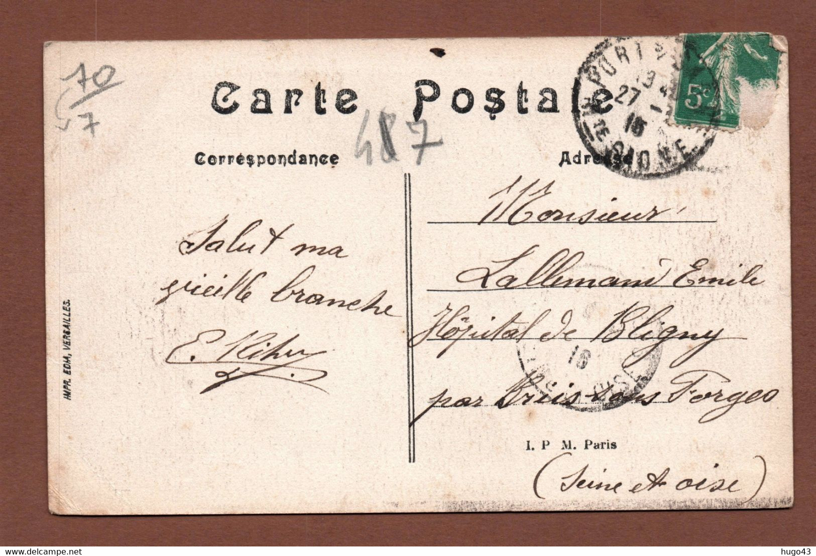 (RECTO / VERSO) PORT SUR SAONE EN 1916 - N° 2 - PECHEUR  A LA LIGNE - BEAU CACHET CPA - Port-sur-Saône