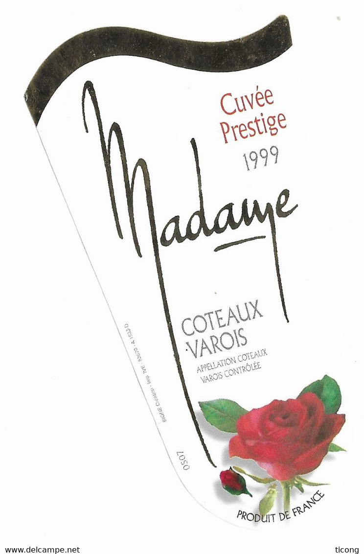 THEME FLEUR UNE ROSE ROUGE, CUVEE PRESTIGE MADAME 1999, COTEAUX VAROIS, VOIR LE SCANNER - Roses