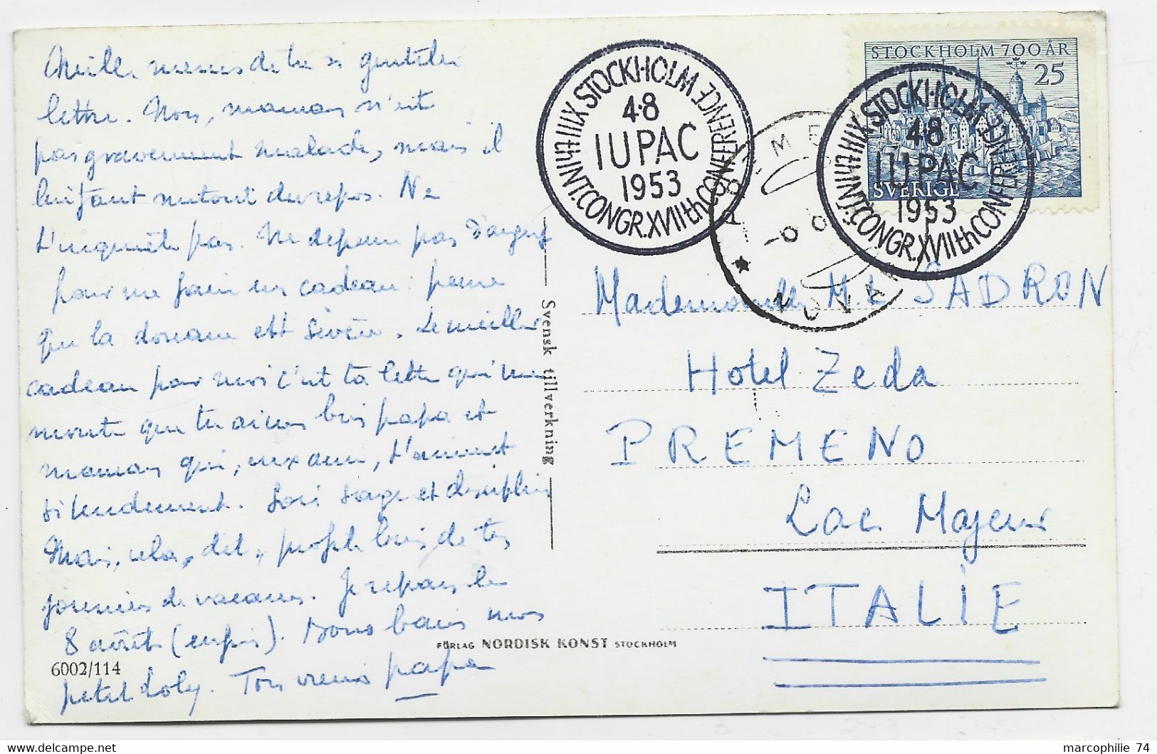 SVERIGE 25ORE SOLO CARTE STOCKHOLM XIII INTCONGR 48 IUPAC 1953 - Storia Postale