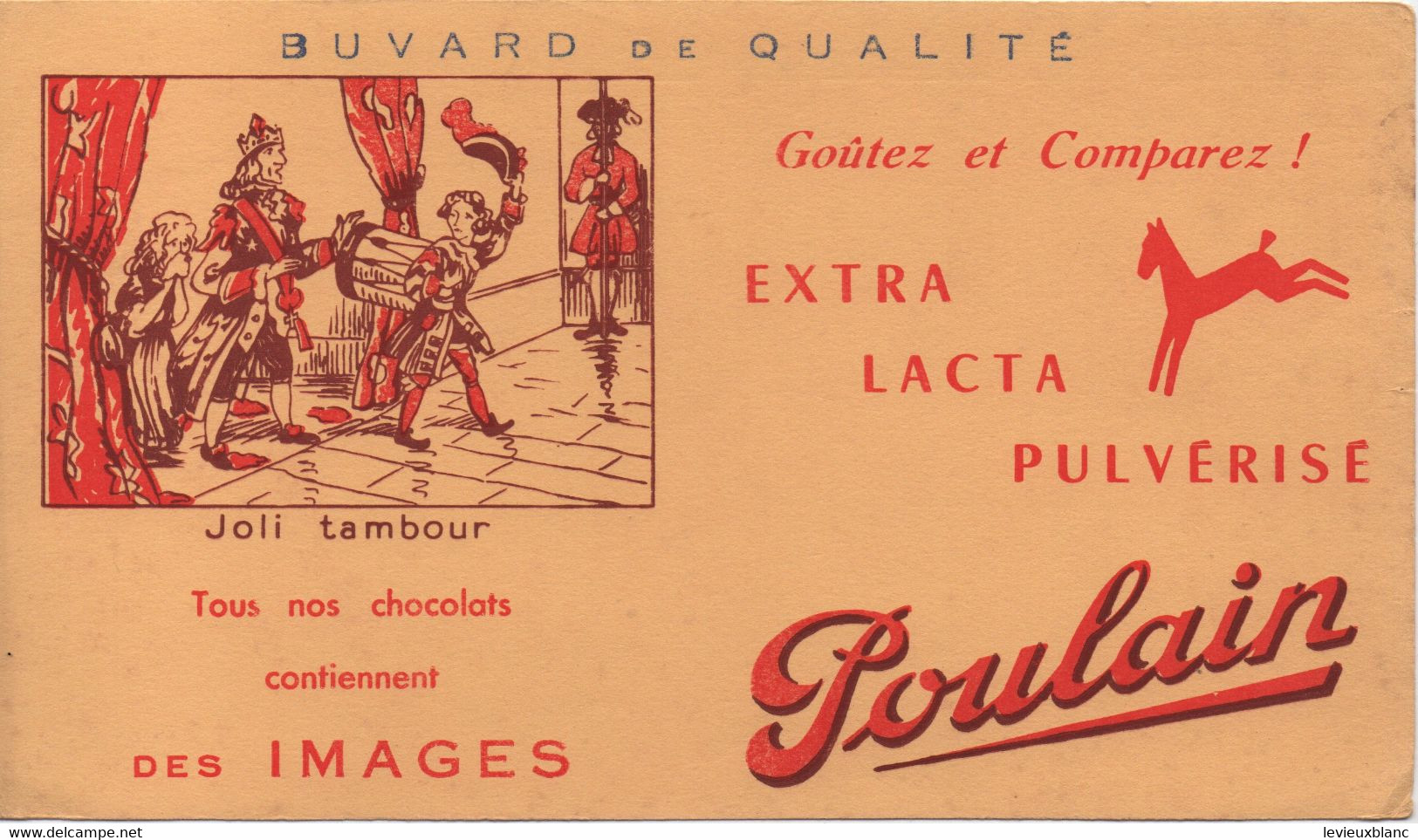 Buvard Ancien/CHOCOLATS POULAIN/Goutez Et Comparez/Extra Lacta/"JoliTambour "/BLOIS/1955-65       BUV533 - Cacao
