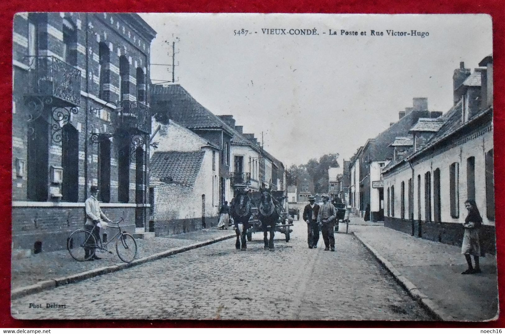 CPA 1911 Vieux-Condé,  La Poste Et Rue Victor Hugo (59 France) - Vieux Conde