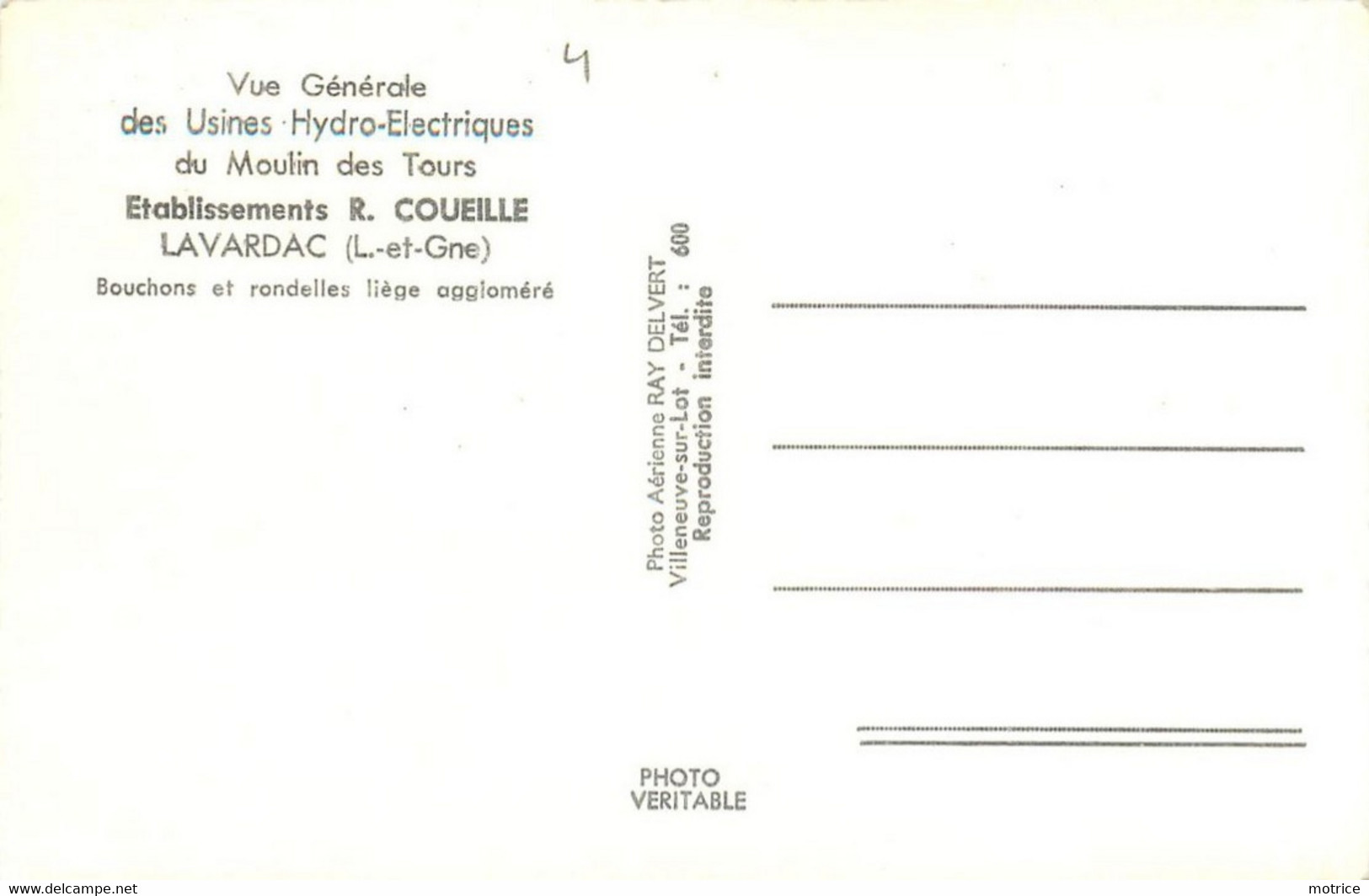 LAVARDAC - Vue Générale Des Usines Hydro-Electriques Du Moulin Des Tours, établissements R.Coueille. - Lavardac