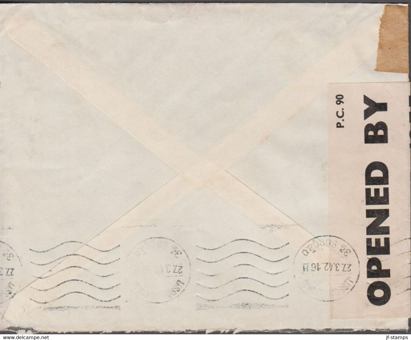 1942. ISLAND.  1 Kr. HEKLA.  Rare Censored Par Avion O.A.T Cover To The Undercover Adress Hel... (MICHEL 182) - JF529381 - Storia Postale
