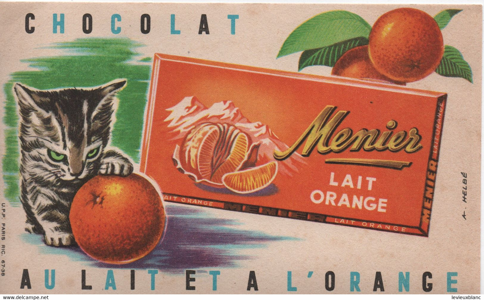 Buvard Ancien/CHOCOLAT MENIER/Lait-Orange/Chocolat Au Lait Et à L'Orange/1955-65     BUV544 - Kakao & Schokolade