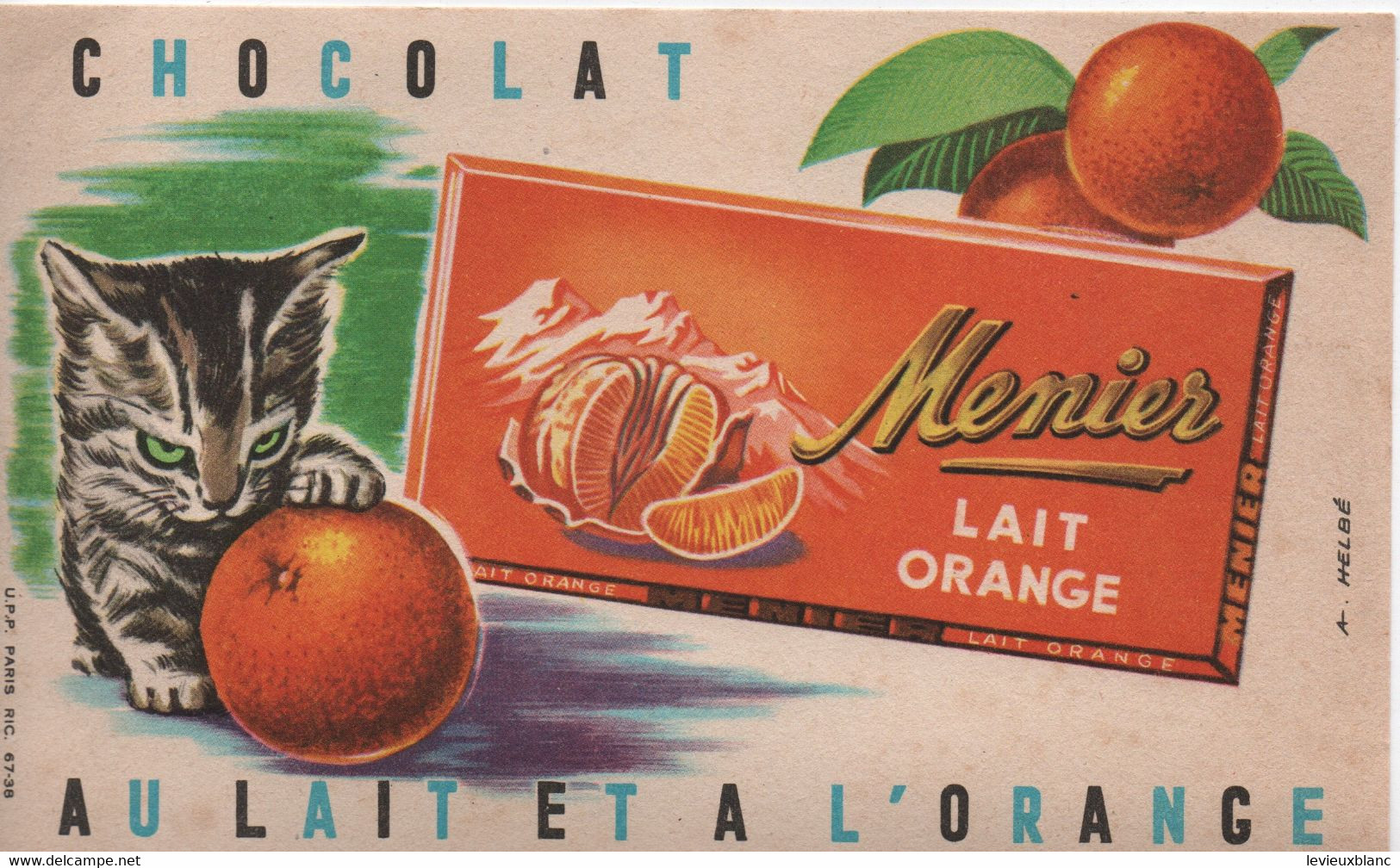 Buvard Ancien/CHOCOLAT MENIER/Lait-Orange/Chocolat Au Lait Et à L'Orange/1955-65     BUV544 - Cocoa & Chocolat