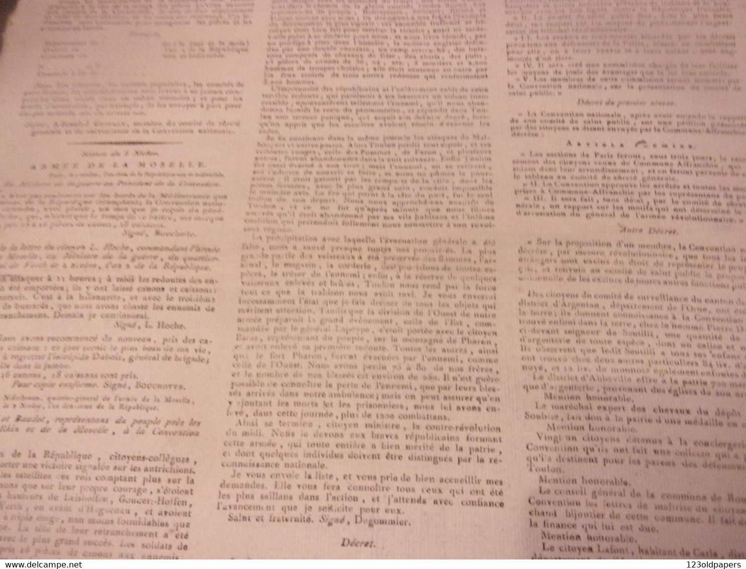 ️CONVENTION 1793 AN II NIVOSE AFFICHE ARMEE DU RHIN  MOSELLE GENERAL HOCHE VERTH TOULON Gundershoffen Reichshoffen DESM - Documents Historiques