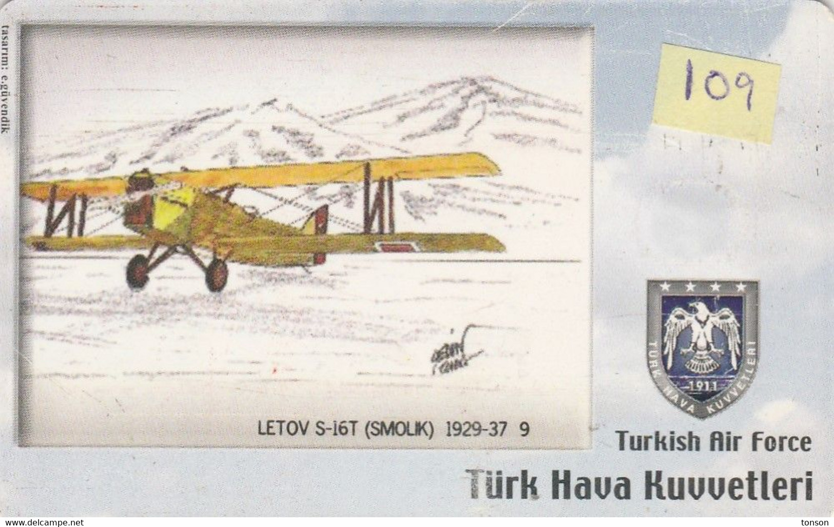Turkey, TR-C-109, Turkish Air Force, Letov S-16T (Smolik) 1929-37, Airplane, 2 Scans. - Türkei