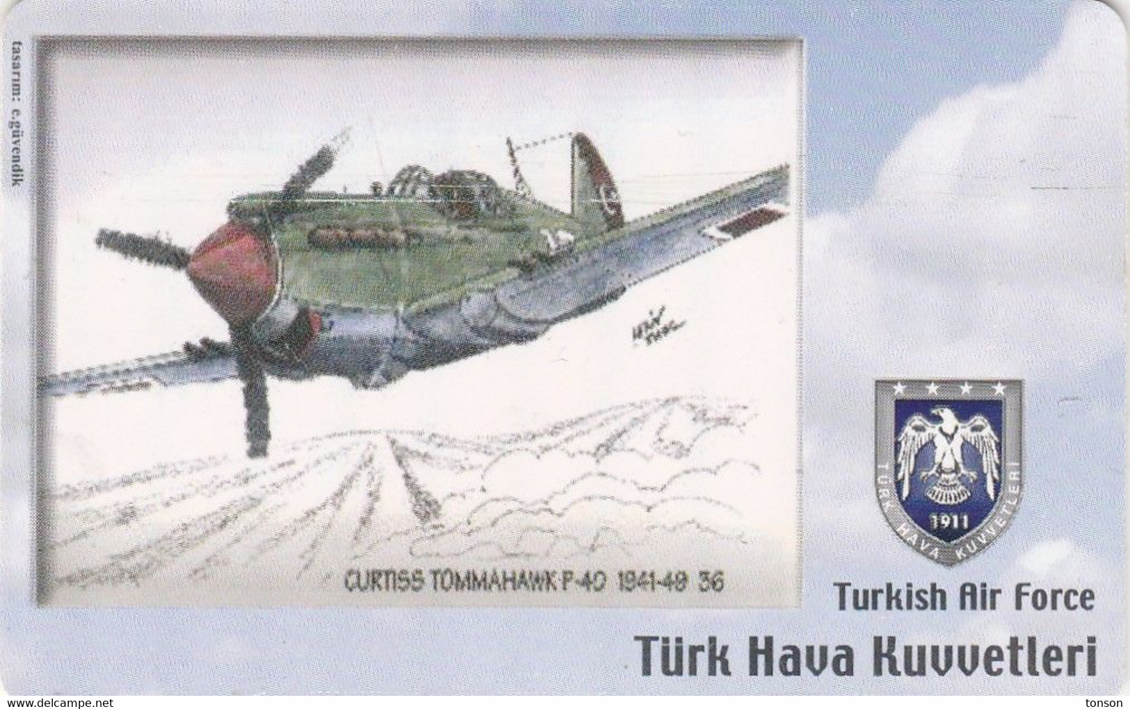 Turkey, TR-C-136, Turkish Air Force, Curtiss Tommahawk P-40 1941-49, Airplane, 2 Scans. - Türkei