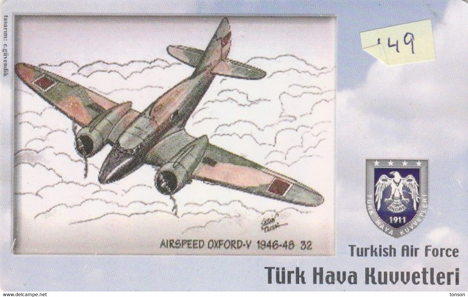 Turkey, TR-C-149, Turkish Air Force, Airspeed Oxford-V 1946-48, Airplane, 2 Scans. - Türkei