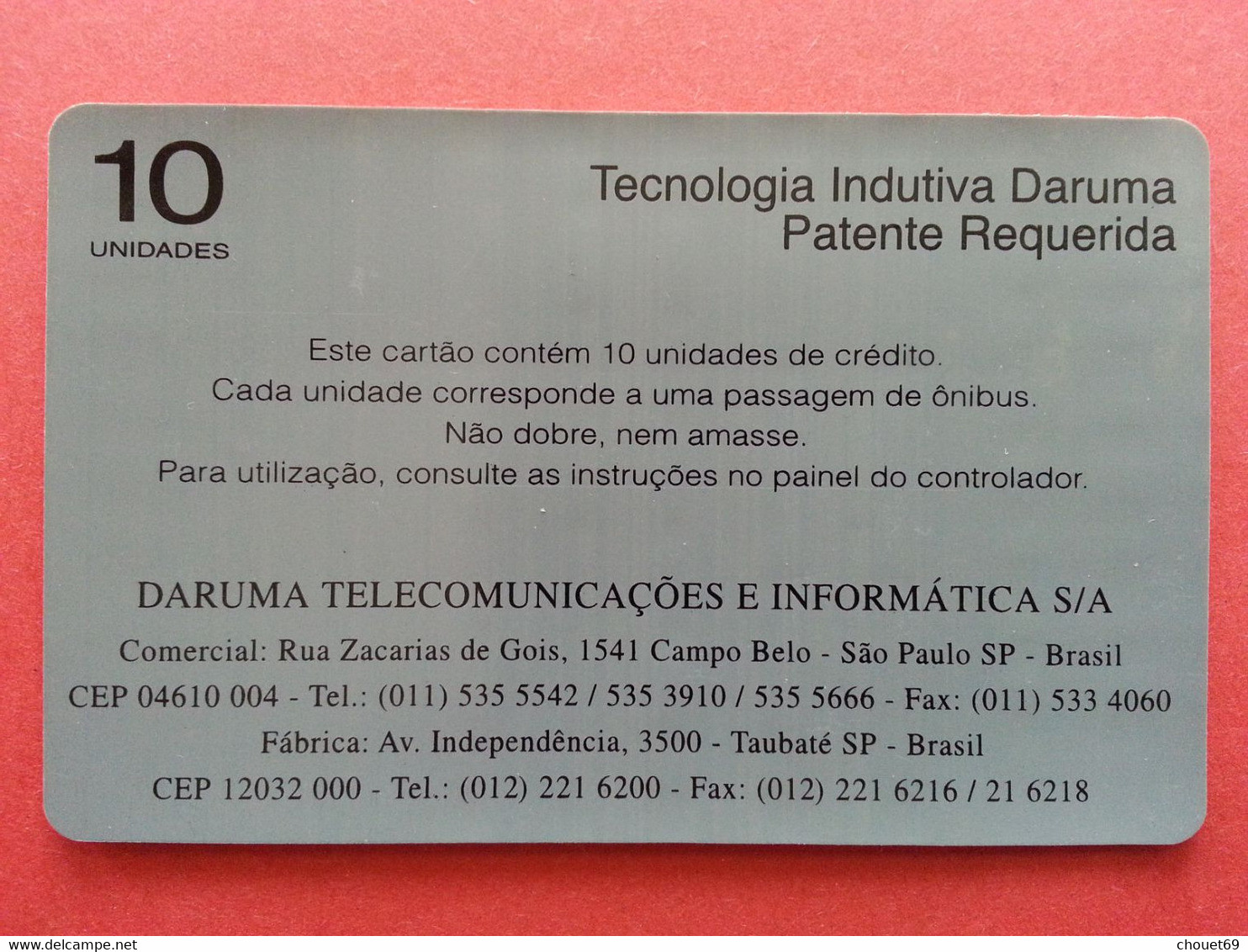 BUS CARD ORANGE Daruma URMET 10u Telephone Test Inductive Mint Unused Neuve (BA1019 - Tests & Service