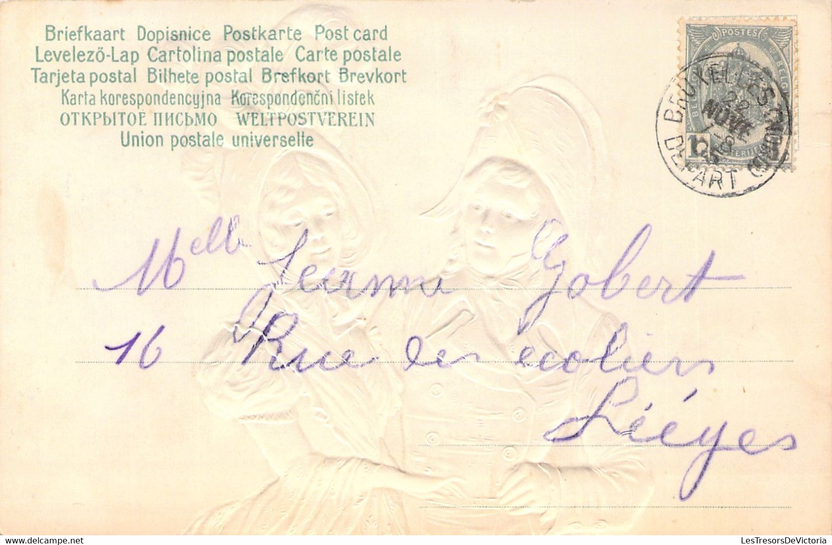 POLITIQUE - Couple Napoléonien - Carte Relief - Carte Postale Ancienne - Personnages