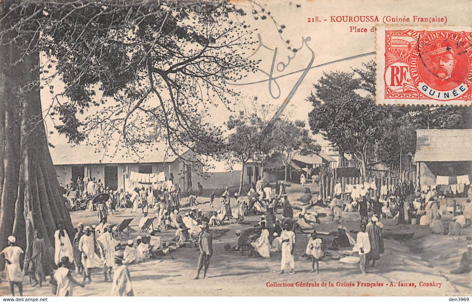 Afrique - GUINEE Française - Kouroussa - Place Du Marché - Voyagé (voir Les 2 Scans) - Guinée Française