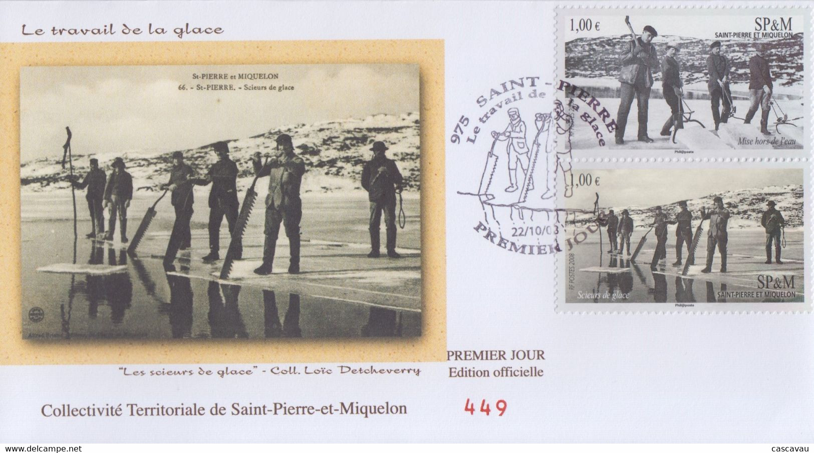 Enveloppe   FDC   1er   JOUR   SAINT  PIERRE  Et  MIQUELON    Le  Travail  De  La   Glace   2008 - FDC