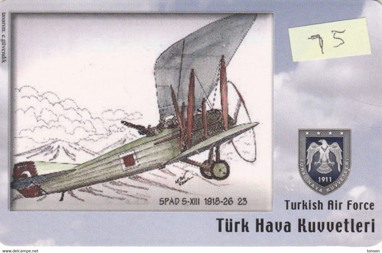 Turkey, TR-C-075, Turkish Air Force, Spad S-XIII 1918-26, Airplane, 2 Scans. - Türkei