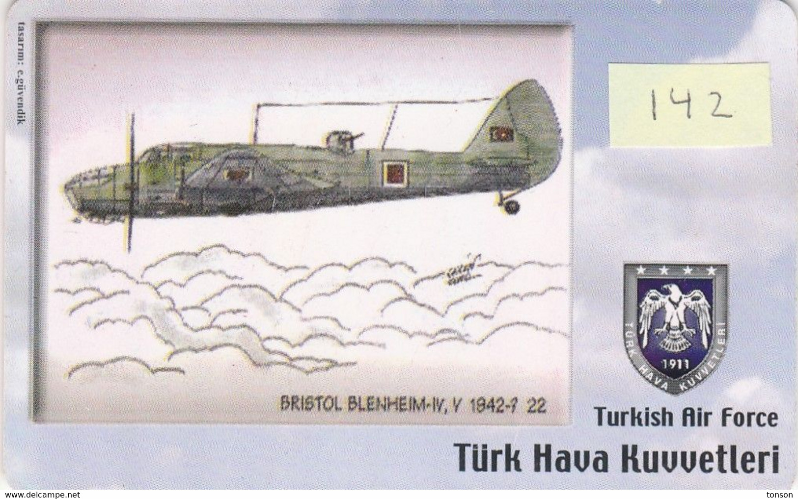 Turkey, TR-C-142, Turkish Air Force, Bristol Blenhiem-IV,V 1942-?, Airplane, 2 Scans. - Türkei