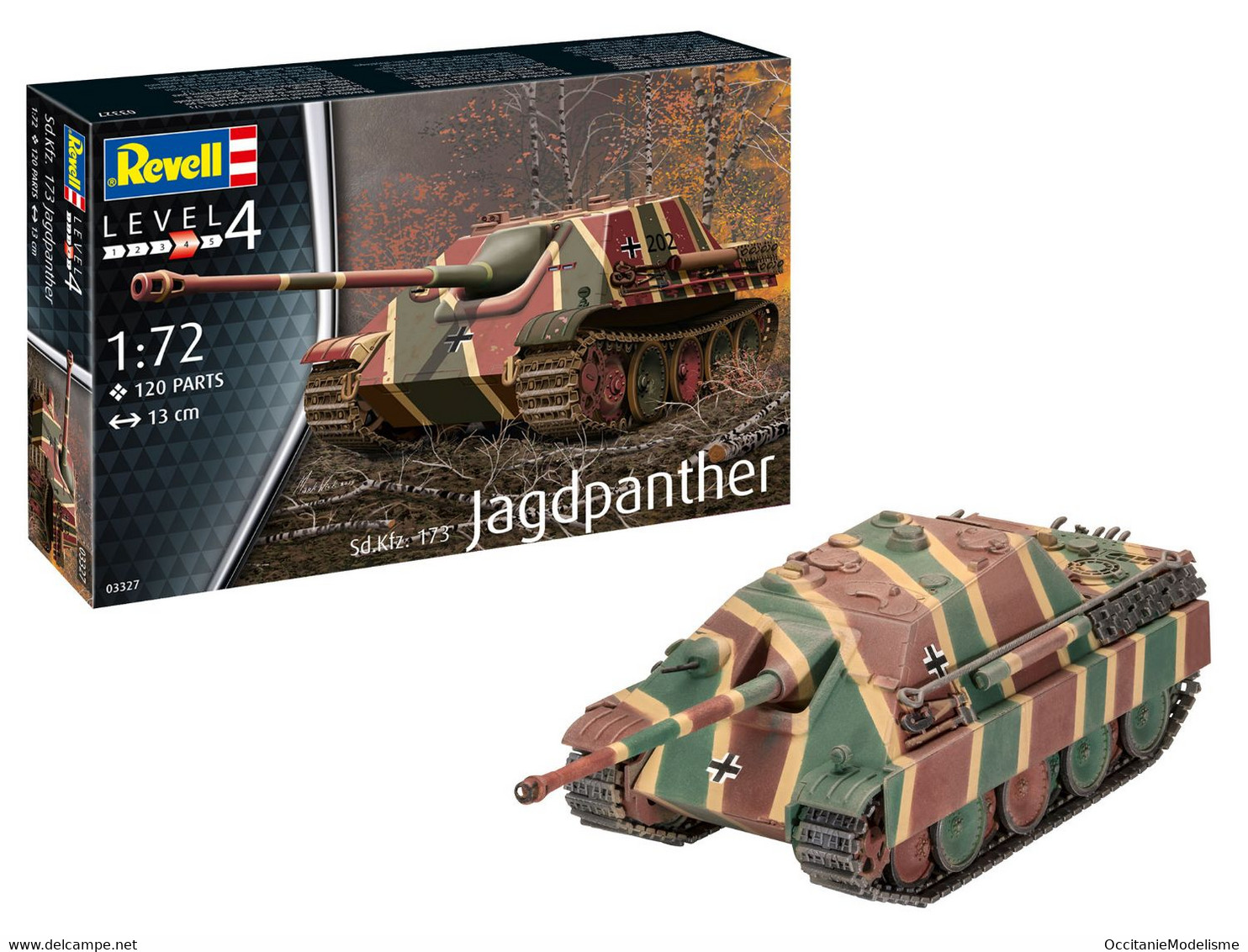 Revell - CHAR Jagdpanther Sd.Kfz.173 Maquette Militaire Kit Plastique Réf. 03327 Neuf NBO 1/72 - Véhicules Militaires