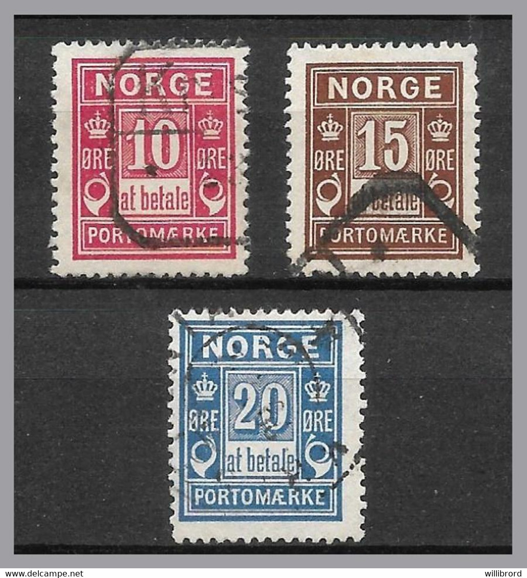 NORWAY - Postage Due 10o, 15o & 20o 1889 Issue Used - Sc J3, J4 & J5 - Gebraucht