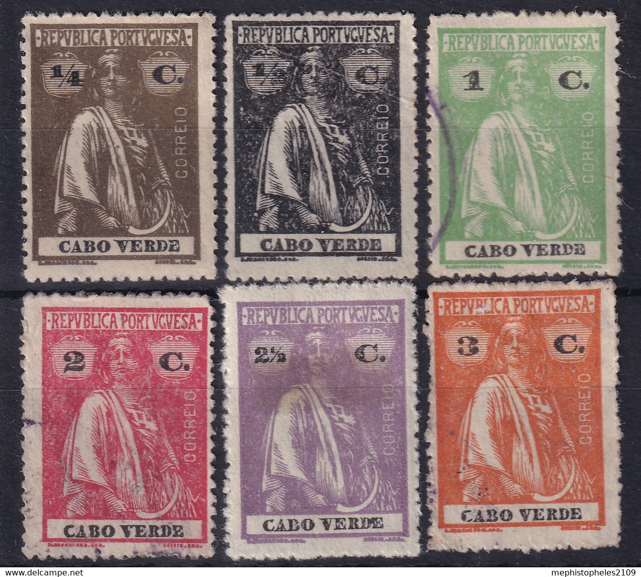 CABO VERDE 1916 - MLH/canceled - Sc# 162, 163, 165, 167, 169 - Kaapverdische Eilanden