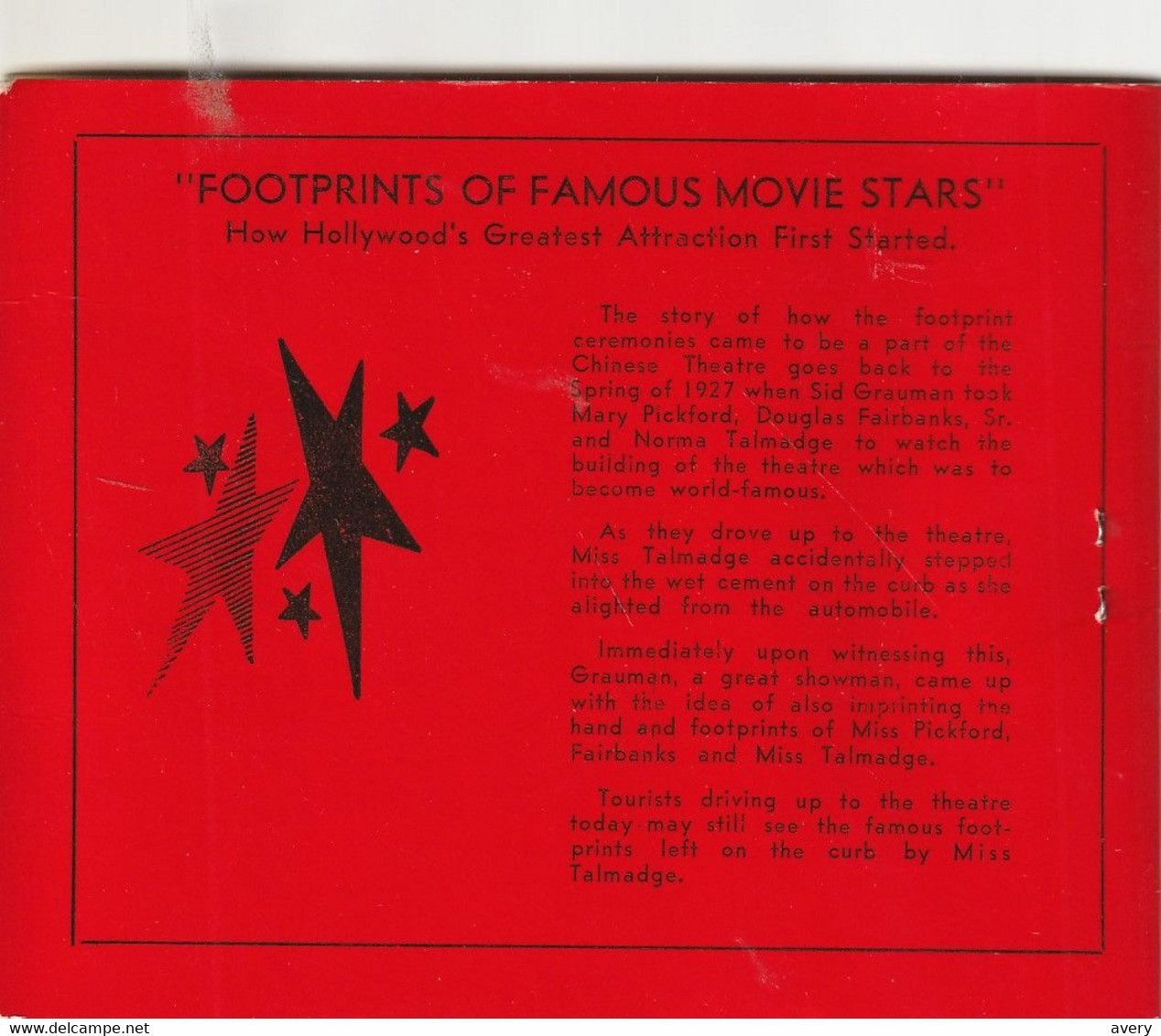 Booklet Footprints Famous Movie Stars Real Photographs From The Forecourt Of The Chinese Theatre, Hollywood, Californ1a - 1950-Now