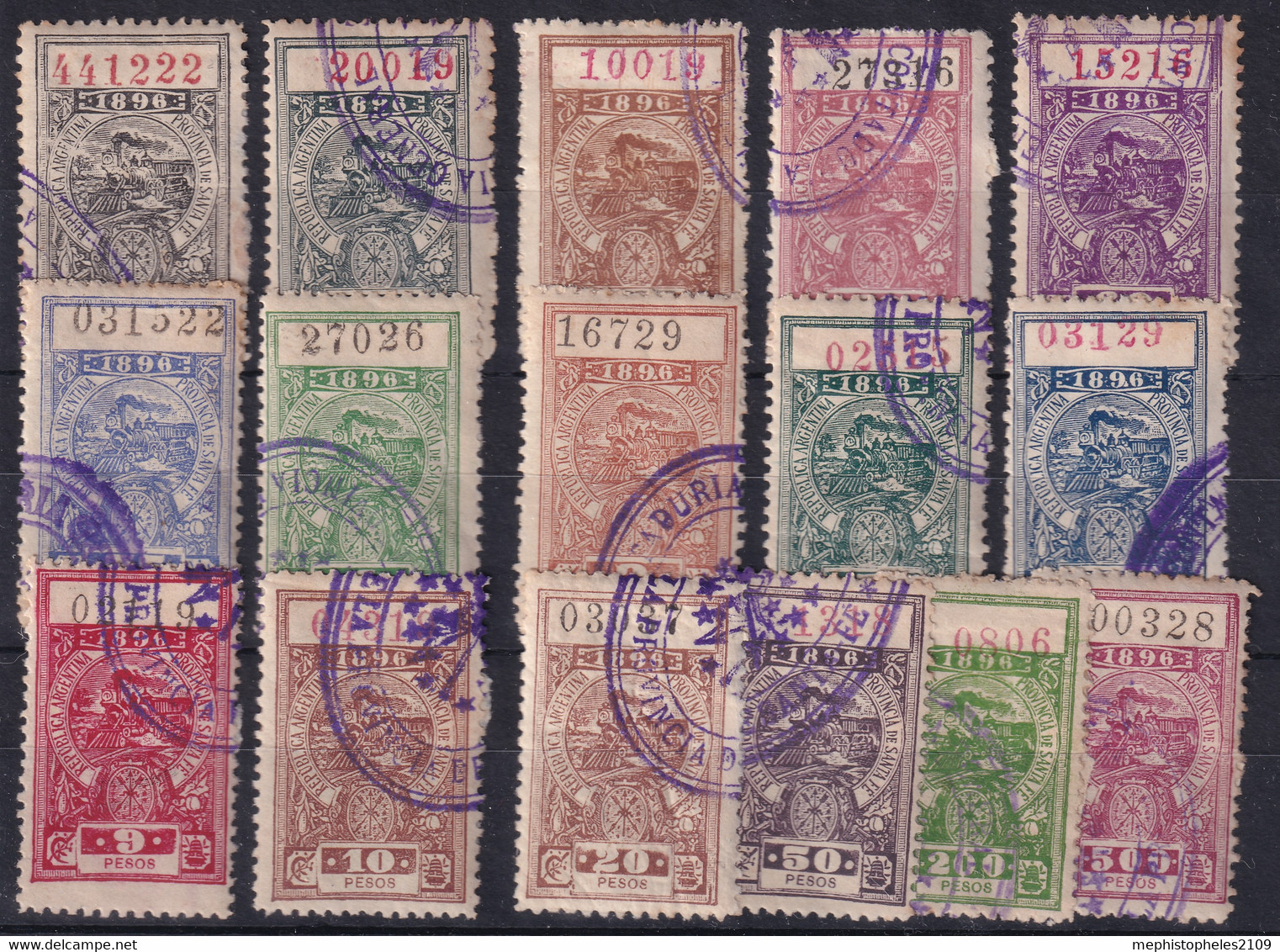 SANTA FE 1896 - Set Of 16 Fiscal Stamps - Otros & Sin Clasificación