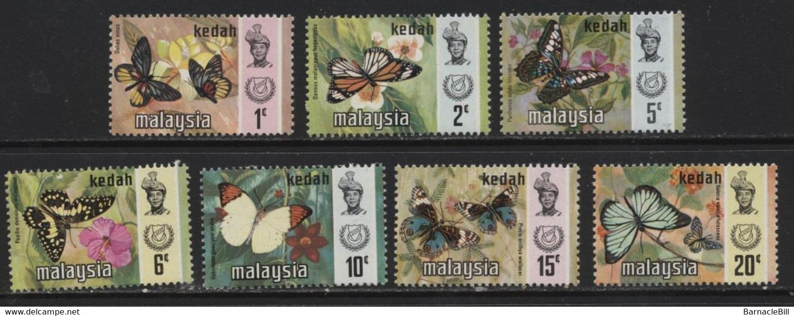 Kedah (12) 1971 Butterflies Set. Unused. Hinged - Kedah