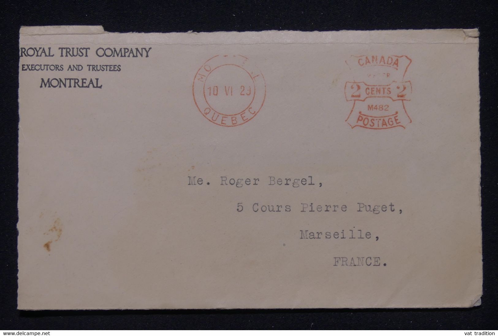 CANADA - Affranchissement Mécanique De Montreal Sur Enveloppe Commerciale En 1929 Pour La France - L 139752 - Cartas & Documentos