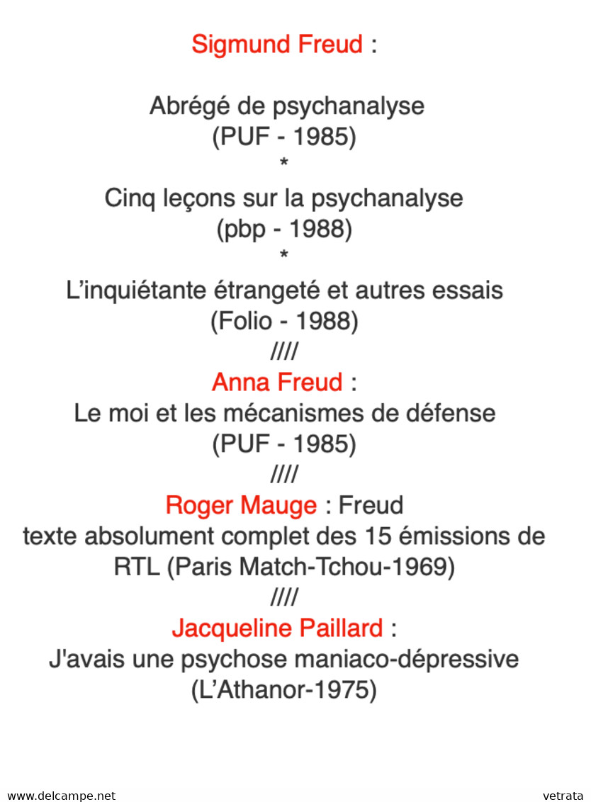 Psychanalyse/Psychiatrie/Freud/Reich : 6 Livres / 2 Revues / 1 Supplément à Libération & 3 Documents Du Nouvel Observate - Paquete De Libros