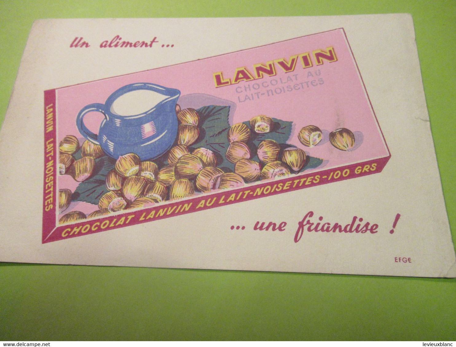 Buvard Ancien/CHOCOLAT LANVIN /Chocolat Au Lait-Noisettes /Vers 1955-1965   BUV622 - Kakao & Schokolade