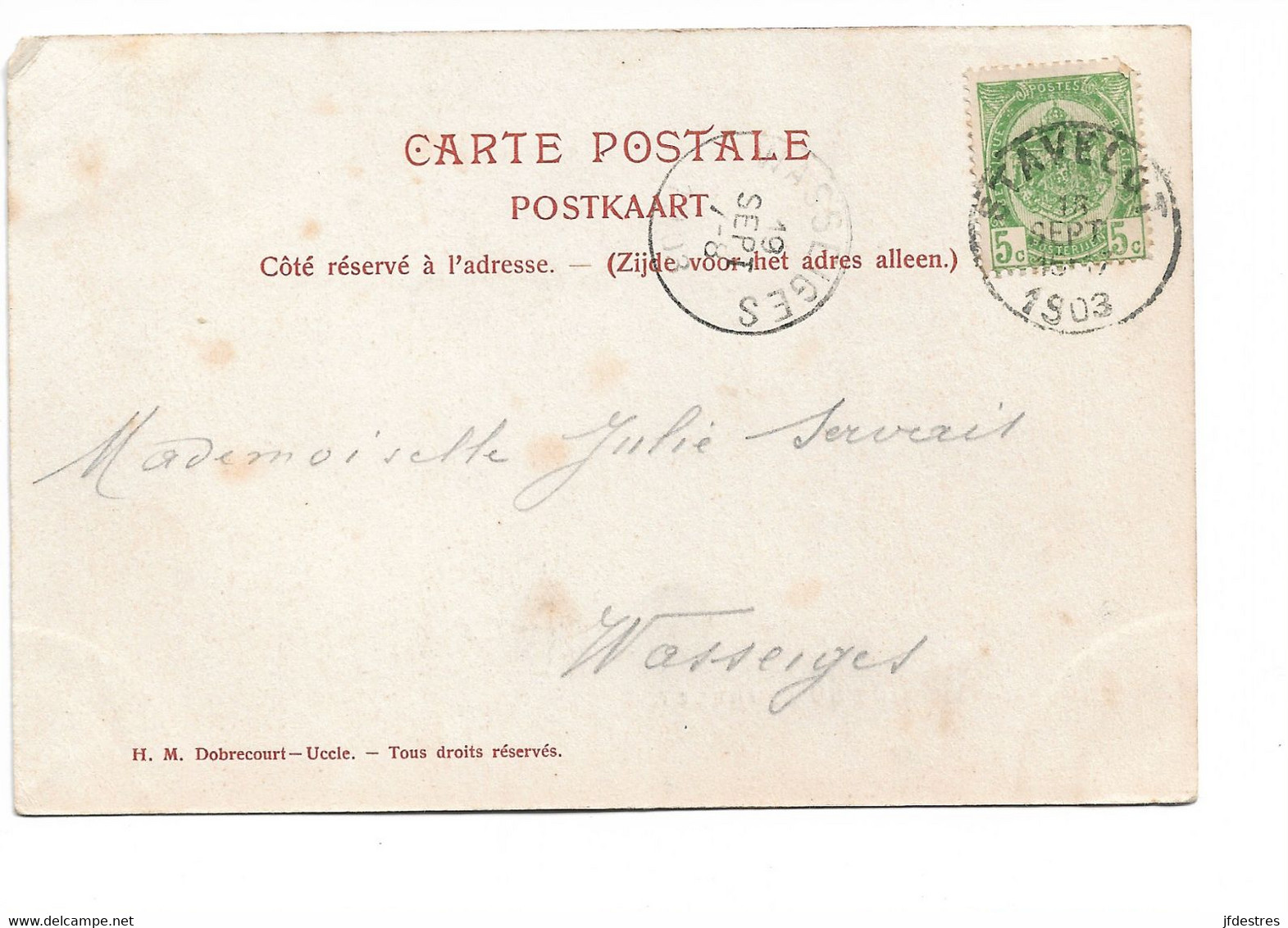 CP Spa Fontaine Du Tonnelet. 1903 Balâtre Marchand, Ciplet... A Julie Servais Wasseiges - Spa