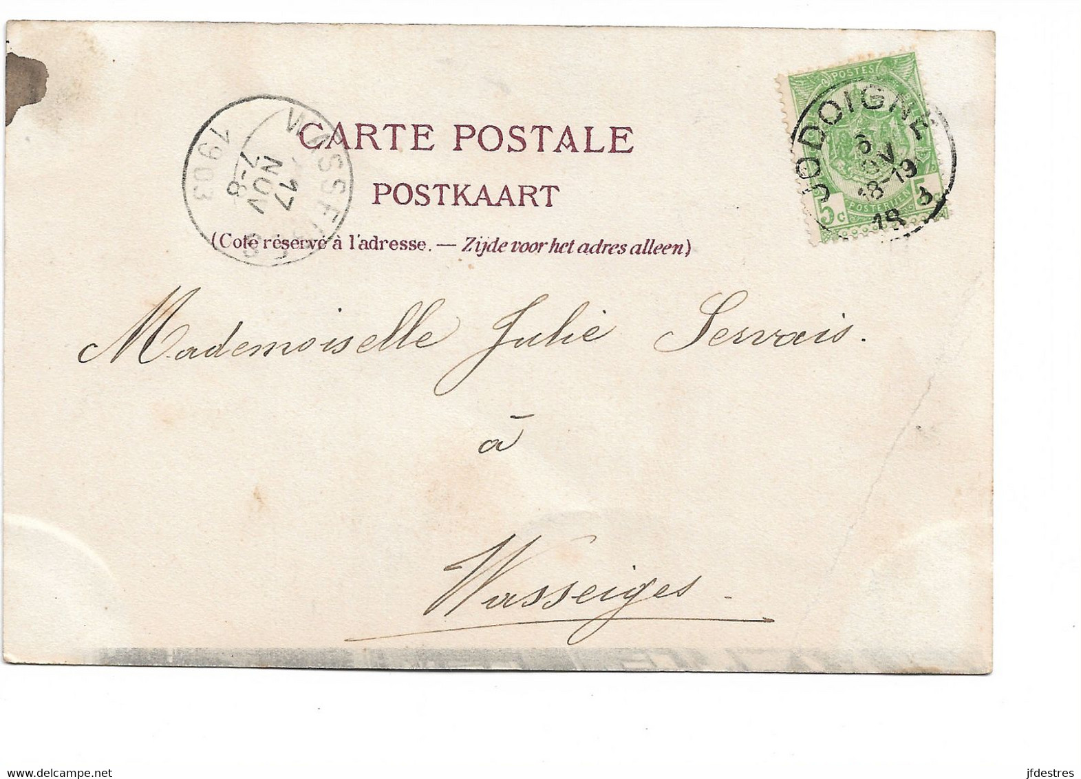 CP Spa Le Casino (et La Rue Animée) 1903. A Julie Servais à Wasseiges - Spa