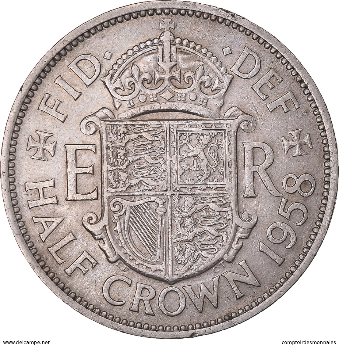 Monnaie, Grande-Bretagne, Elizabeth II, 1/2 Crown, 1958, TTB, Cupro-nickel - K. 1/2 Crown