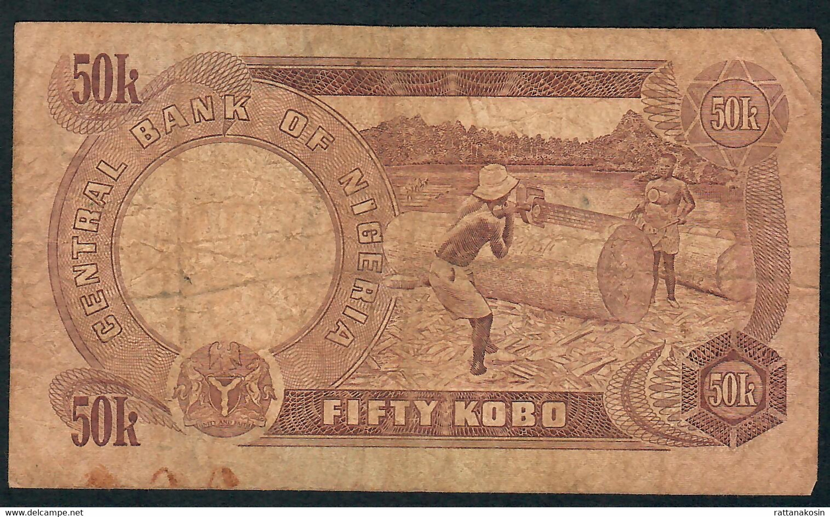 NIGERIA P14ig 50 KOBO 1973 #S/5  Signature 10    FINE - Nigeria