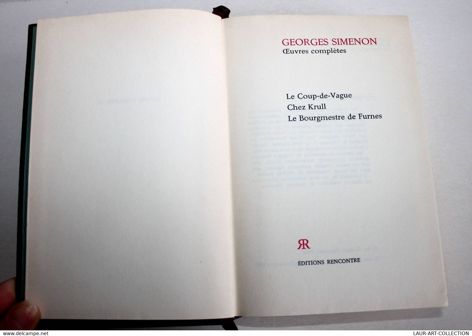 GEORGES SIMENON - OEUVRES COMPLETES, N°12 COUP DE VAGUE, CHEZ KRULL, BOURGMESTRE / ANCIEN LIVRE DE COLLECTION (2301.260) - Simenon