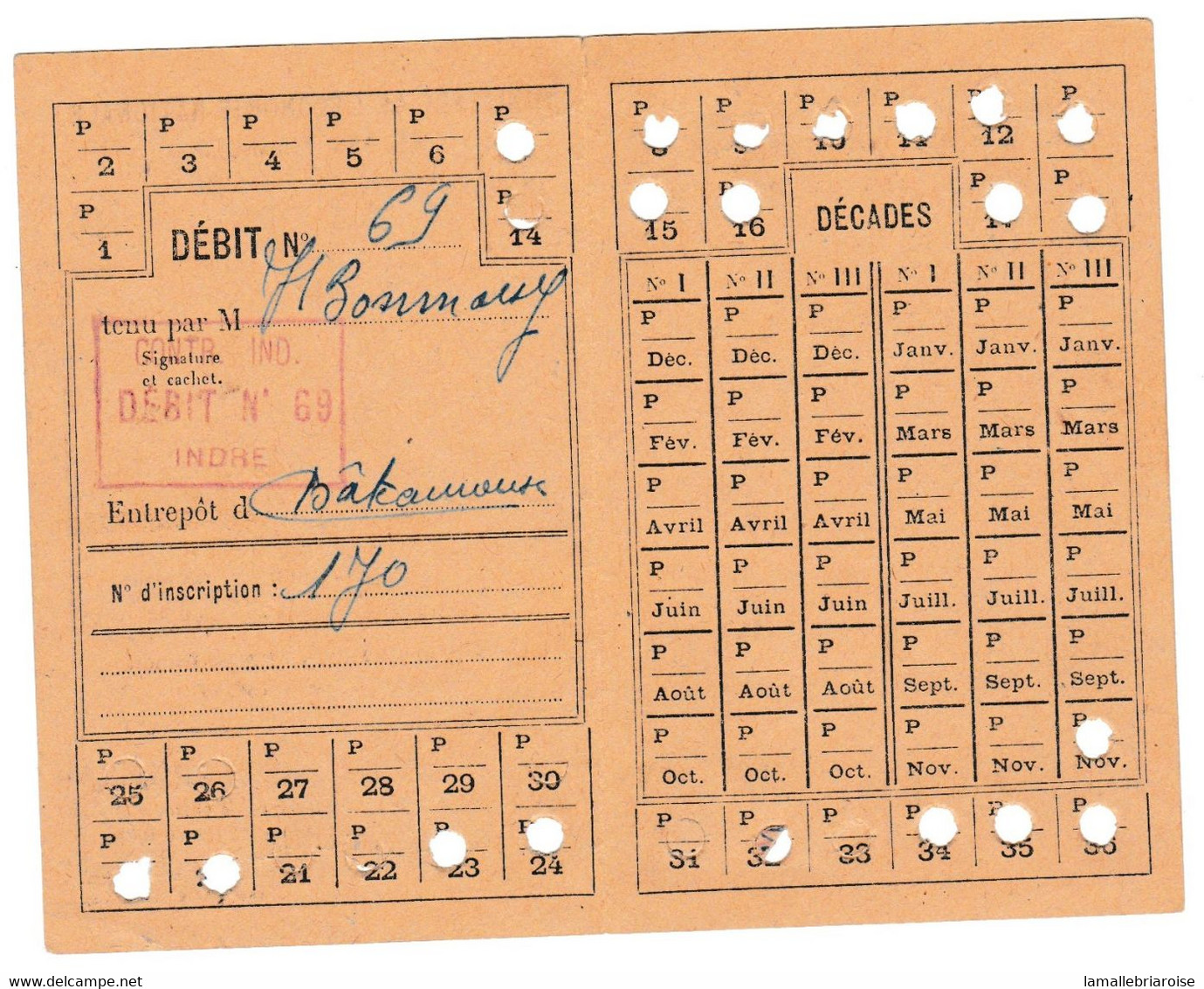 Indre, Issoudun, Fiche De Demande De Carte De Tabac Et Carte De Tabac. - Documents