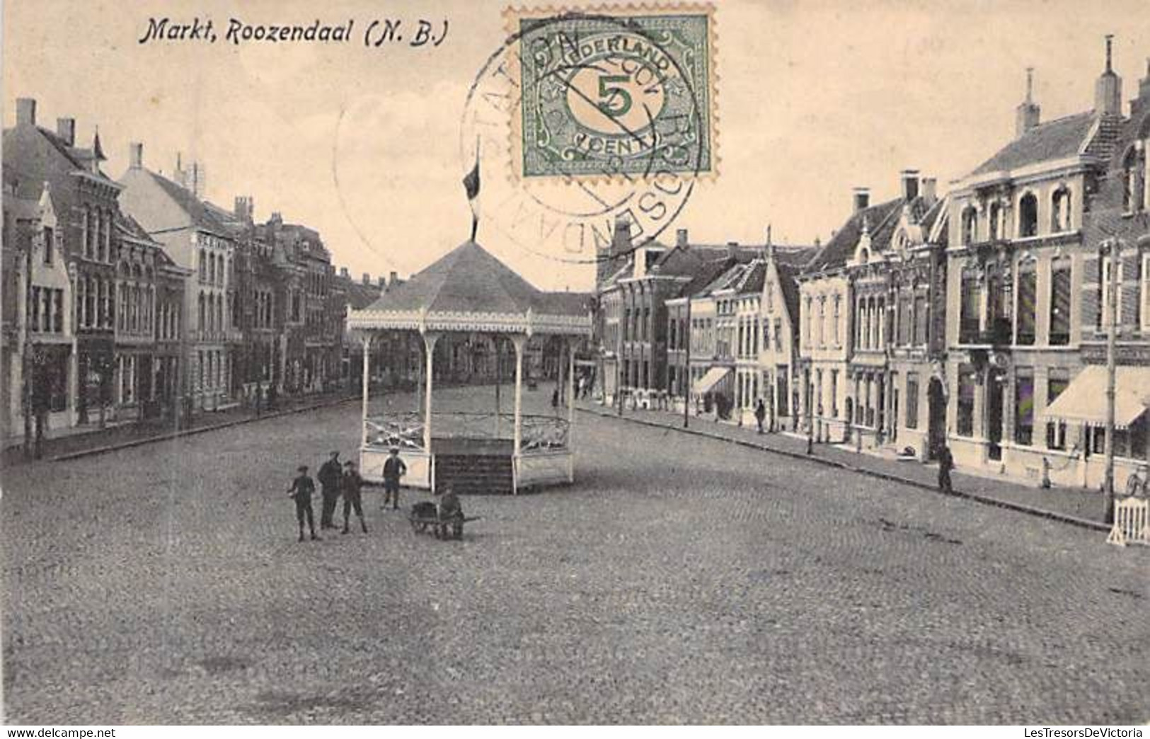 Pays Bas - Roozendaal - Markt - Kiosque - Animé - Oblitéré Roosendaal 1923 - Carte Postale Ancienne - Roosendaal