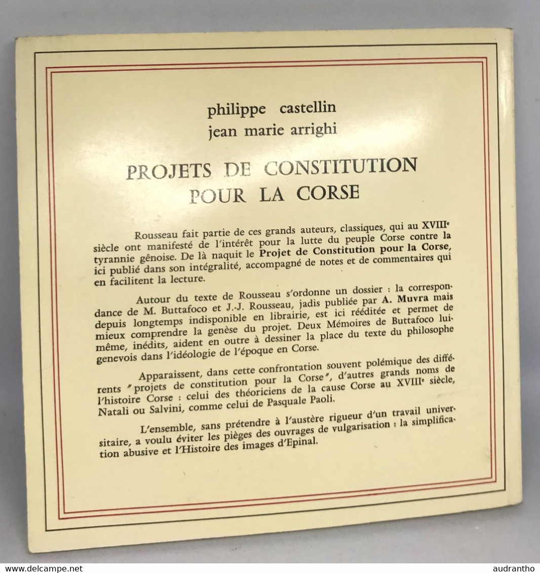 Projet De Constitution Pour La Corse Philippe Castellin Et Jean-marie Arrighi éditions La Marge Ajaccio 1980 - Corse