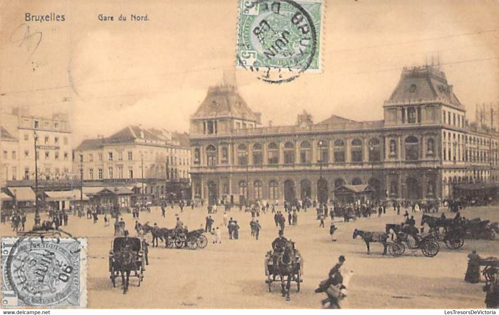 Belgique - Bruxelles - Gare Du Nord - Attelage - Edit. Nels - Oblitéré Tilff 1906 - Carte Postale Ancienne - Bruxelles-ville