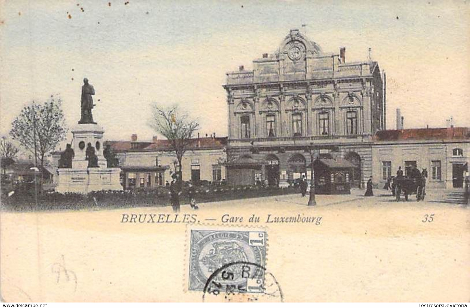 Belgique - Bruxelles - Gare Du Luxembourg - Précurseur - Colorisé - Animé - Attelage - Carte Postale Ancienne - Bruxelles (Città)