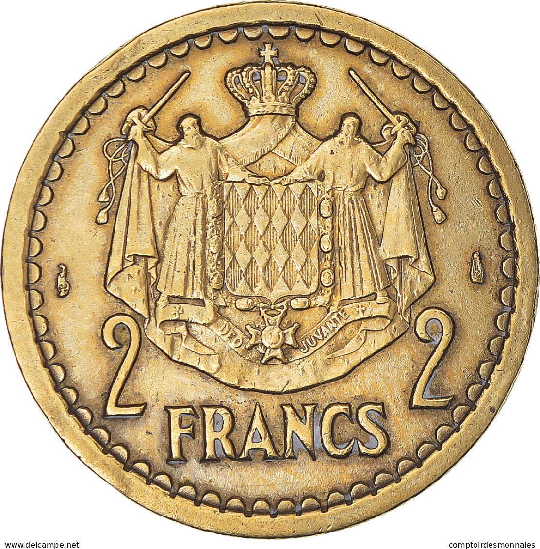 Monnaie, Monaco, Louis II, 2 Francs, 1945, TB+, Aluminum-Bronze, Gadoury:MC134 - 1922-1949 Louis II