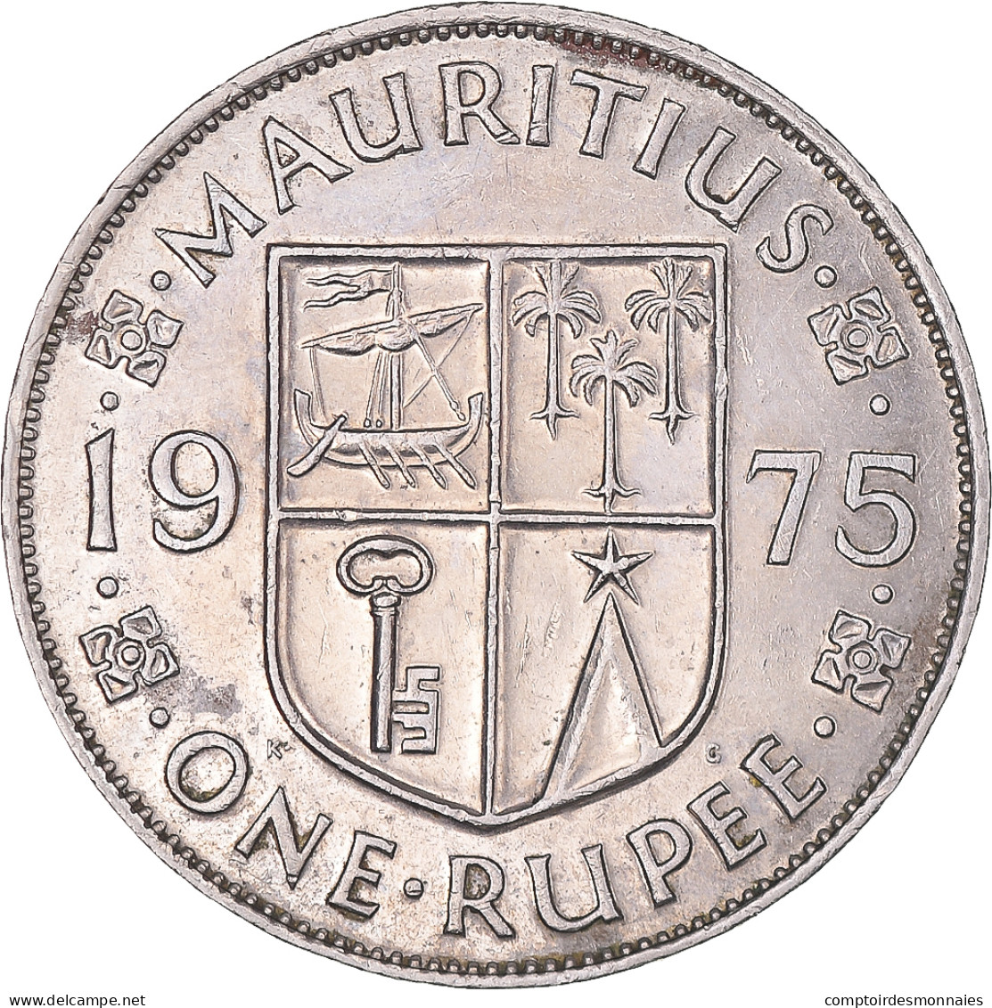 Monnaie, Maurice, Elizabeth II, Rupee, 1975, TTB, Cupro-nickel, KM:35.1 - Mauritania