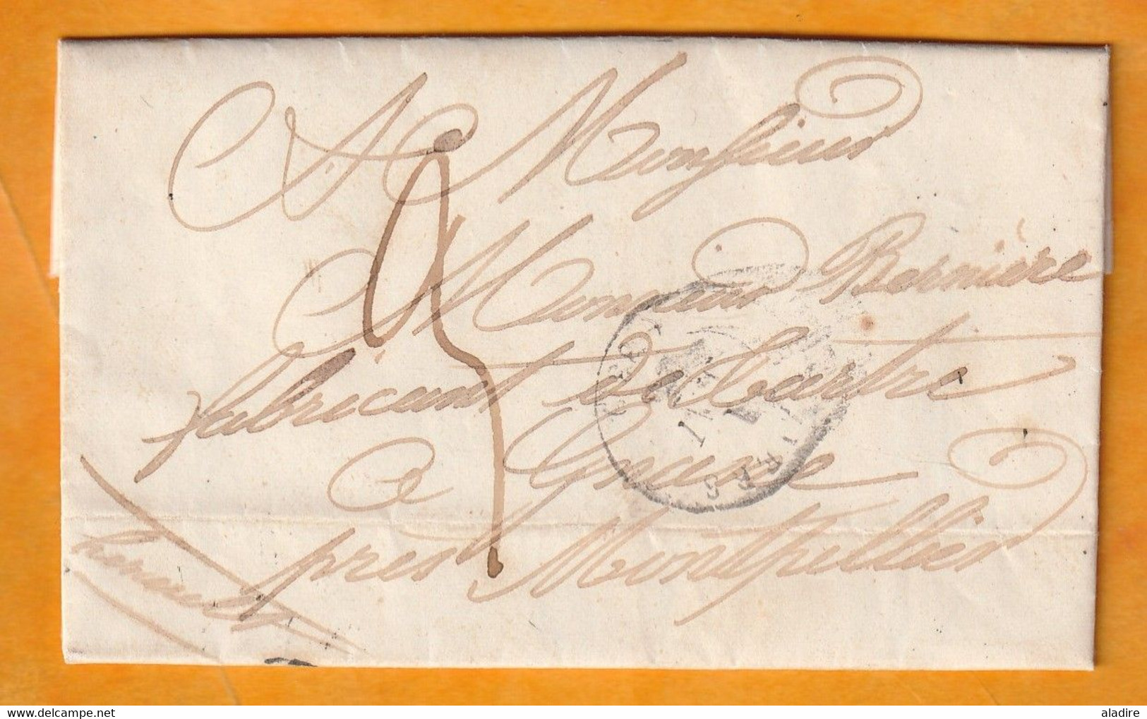 1845 - BEZIERS, Hérault, Petit Cachet - Taxe Manuelle 3 Décimes - Sur Lettre Pliée Avec Correspondance - 1801-1848: Vorläufer XIX