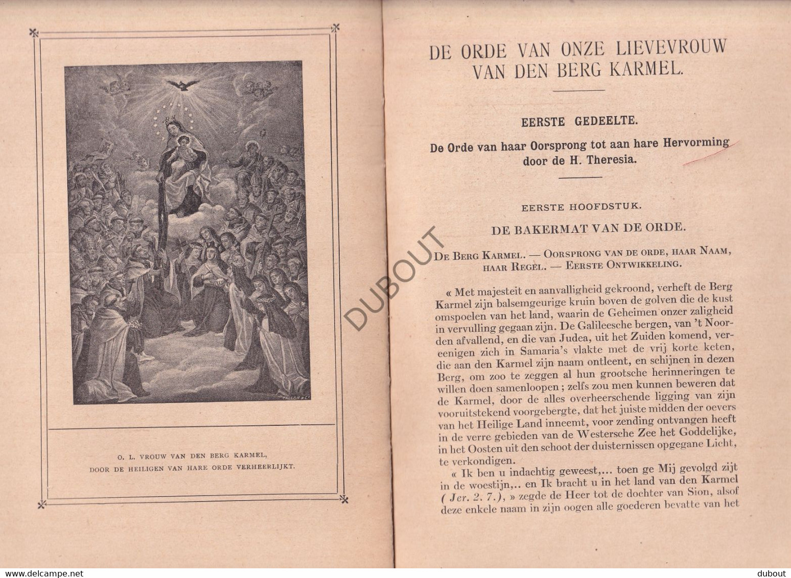 Karmelieten: Orde Onze Lieve Vrouw Van Den Berg Carmel - P. Andreas, Vertaald Door Priester Klep - 1914  (S288) - Oud