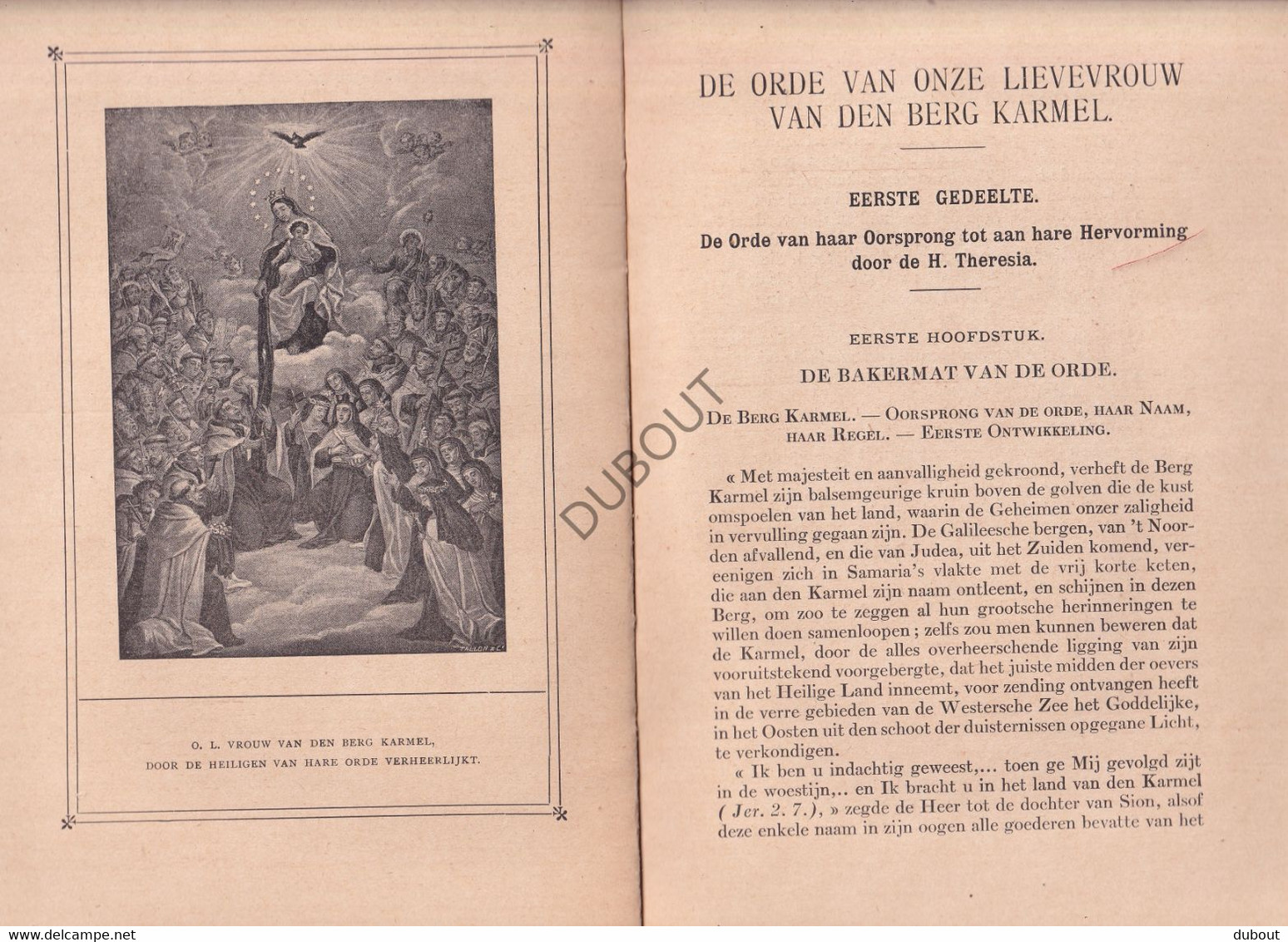 Karmelieten: Orde Onze Lieve Vrouw Van Den Berg Carmel - P. Andreas, Vertaald Door Priester Klep - 1914  (S288) - Antique