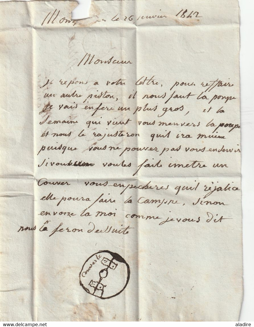 1842 - MONTPELLIER, Hérault, Petit Cachet - Taxe Manuelle  2  - Sur Lettre Pliée Avec Correspondance  Avec Croquis - 1801-1848: Precursori XIX
