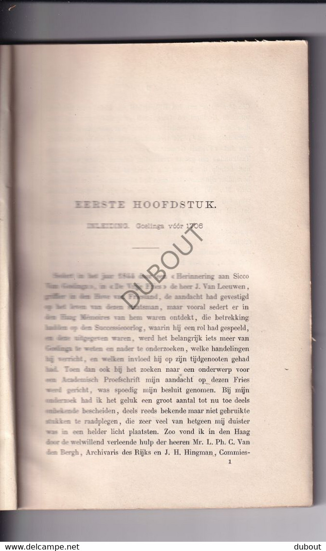 Academisch Proefschrift: Friesland: Sicco Van Goslinga - Franeker - 1885 (S285) - Antiguos