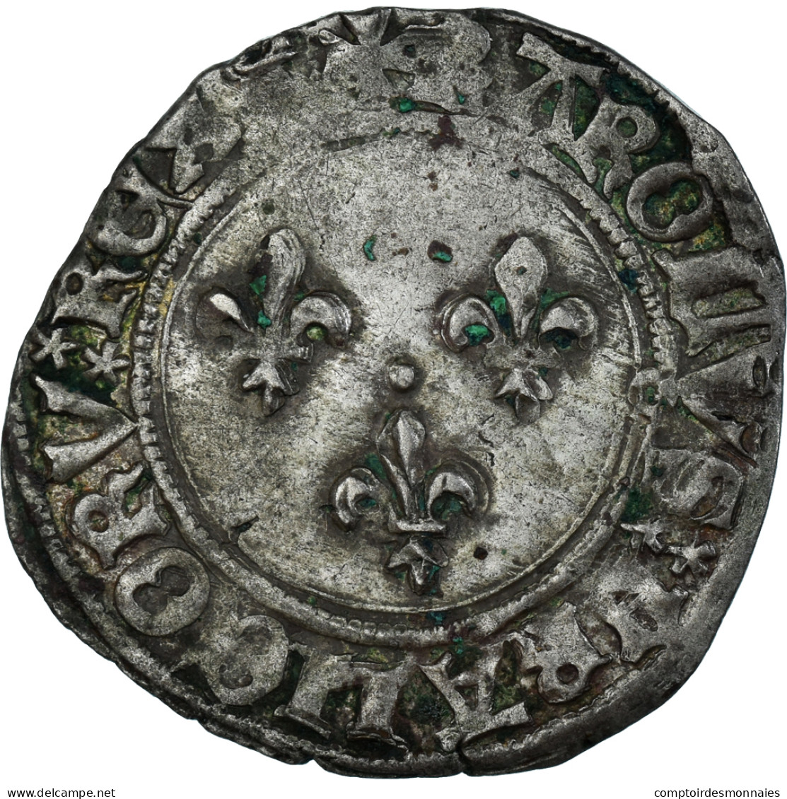 Monnaie, France, Charles VII, Blanc Aux Trois Lis, Tours, TTB, Billon - 1422-1461 Charles VII Le Victorieux