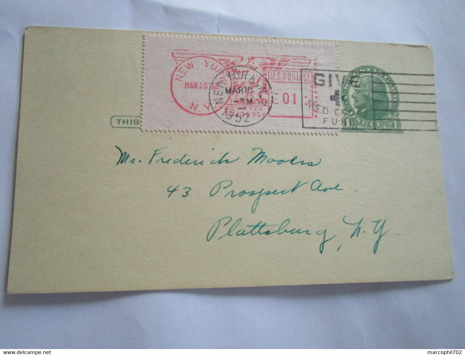 Carte Entier Postal Usa 1952 COMMUNITY CONCERTS INC - Sonstige & Ohne Zuordnung