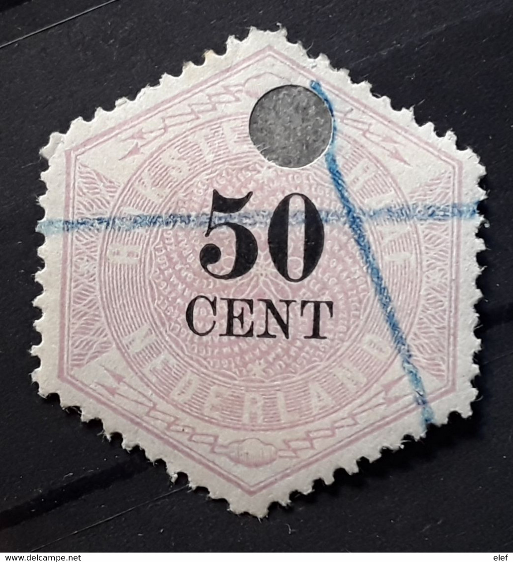 NEDERLAND PAYS BAS NETHERLANDS 1877 RIJKSTELEGRAAF , Telegraphe, Yvert No 9, 50 C  Lilas, Obl TB - Telegrafi