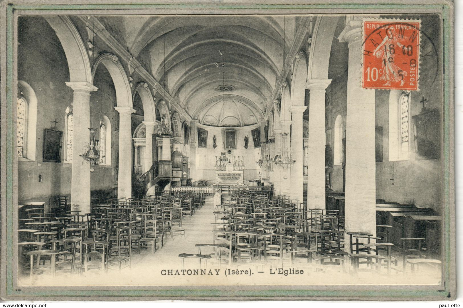 CPA - (38) CHATONNAY - Aspect De L'intérieur De L'Eglise En 1915 - Châtonnay